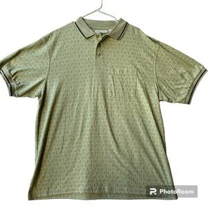 Michael Austin Golf Shirt Mens Size XL Vintage New All Over Print Green NWT